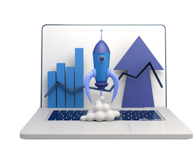 rocket-launch-laptop-with-bar-chart-startup-3d-illustration rocket-launch-laptop-with-bar-chart-startup-3d-illustration